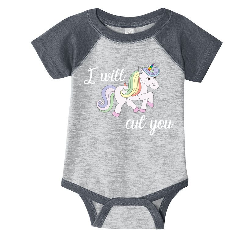 Stabby Unicorn I Will Cute You Infant Baby Jersey Bodysuit