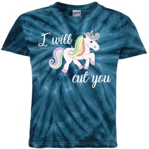 Stabby Unicorn I Will Cute You Kids Tie-Dye T-Shirt