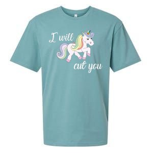 Stabby Unicorn I Will Cute You Sueded Cloud Jersey T-Shirt