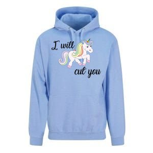 Stabby Unicorn I Will Cute You Unisex Surf Hoodie