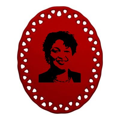 Stacey Abrams Portrait Ceramic Oval Ornament