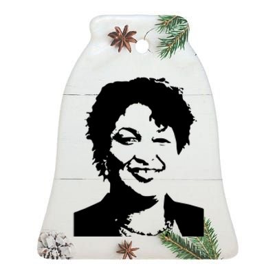 Stacey Abrams Portrait Ceramic Bell Ornament