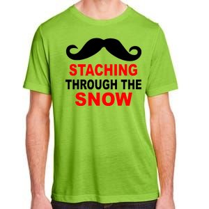 Staching Through The Snow Moustache Funny Christmas Adult ChromaSoft Performance T-Shirt