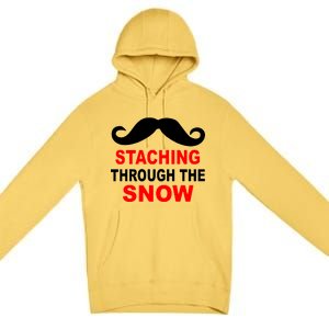 Staching Through The Snow Moustache Funny Christmas Premium Pullover Hoodie