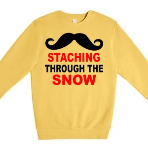 Staching Through The Snow Moustache Funny Christmas Premium Crewneck Sweatshirt