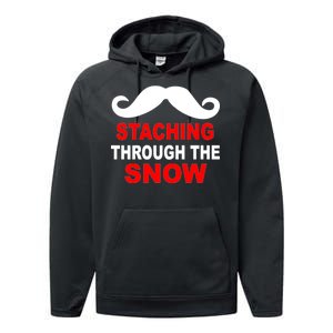 Staching Through The Snow Moustache Funny Christmas Performance Fleece Hoodie