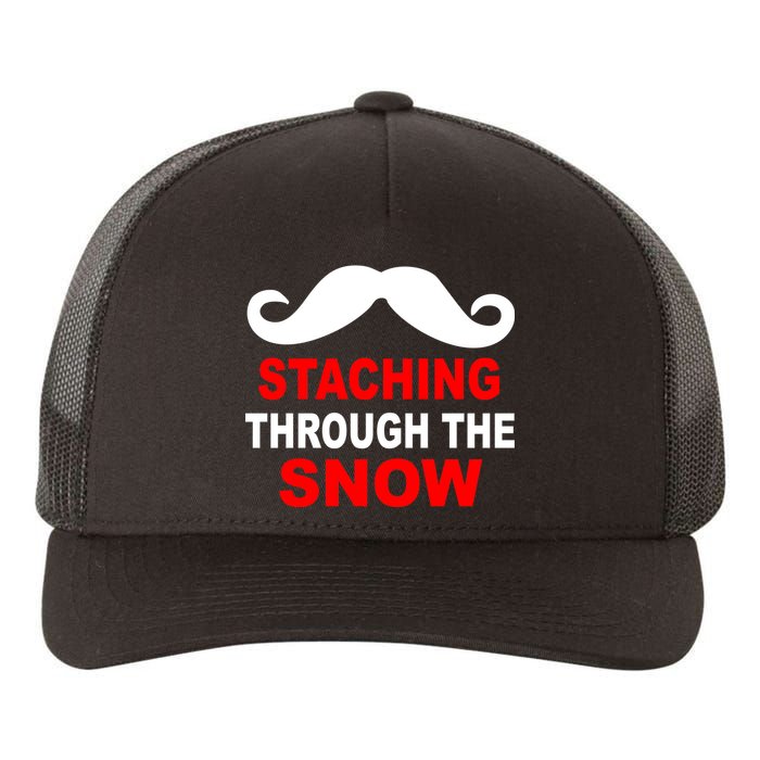 Staching Through The Snow Moustache Funny Christmas Yupoong Adult 5-Panel Trucker Hat