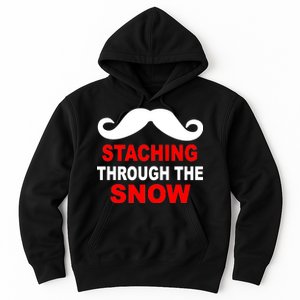 Staching Through The Snow Moustache Funny Christmas Hoodie