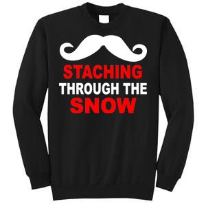 Staching Through The Snow Moustache Funny Christmas Sweatshirt