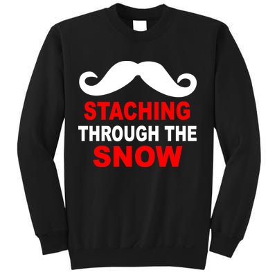 Staching Through The Snow Moustache Funny Christmas Sweatshirt