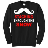 Staching Through The Snow Moustache Funny Christmas Sweatshirt