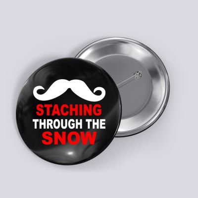 Staching Through The Snow Moustache Funny Christmas Button