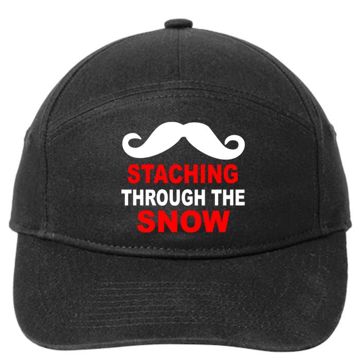 Staching Through The Snow Moustache Funny Christmas 7-Panel Snapback Hat