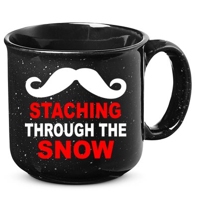 Staching Through The Snow Moustache Funny Christmas 15oz Campfire Ceramic Mug
