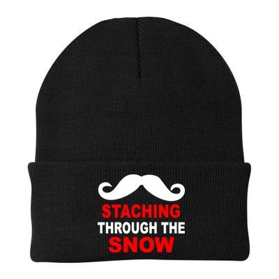 Staching Through The Snow Moustache Funny Christmas Knit Cap Winter Beanie