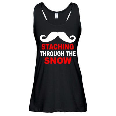 Staching Through The Snow Moustache Funny Christmas Ladies Essential Flowy Tank