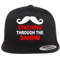 Staching Through The Snow Moustache Funny Christmas Flatbill Hat