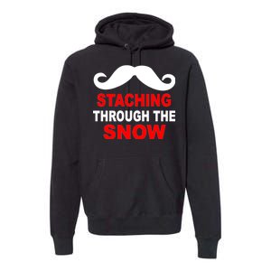 Staching Through The Snow Moustache Funny Christmas Premium Hoodie