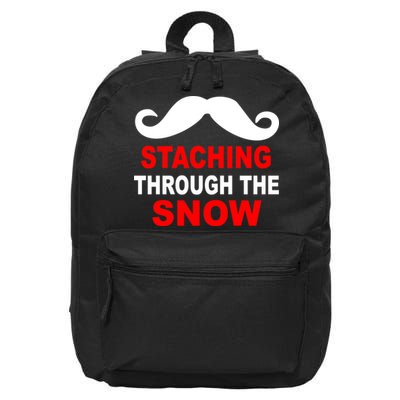 Staching Through The Snow Moustache Funny Christmas 16 in Basic Backpack