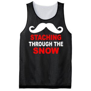 Staching Through The Snow Moustache Funny Christmas Mesh Reversible Basketball Jersey Tank