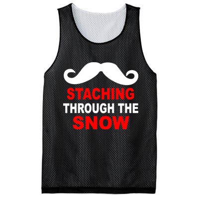 Staching Through The Snow Moustache Funny Christmas Mesh Reversible Basketball Jersey Tank