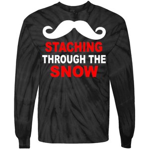 Staching Through The Snow Moustache Funny Christmas Tie-Dye Long Sleeve Shirt