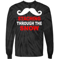 Staching Through The Snow Moustache Funny Christmas Tie-Dye Long Sleeve Shirt