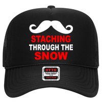Staching Through The Snow Moustache Funny Christmas Trucker Hat