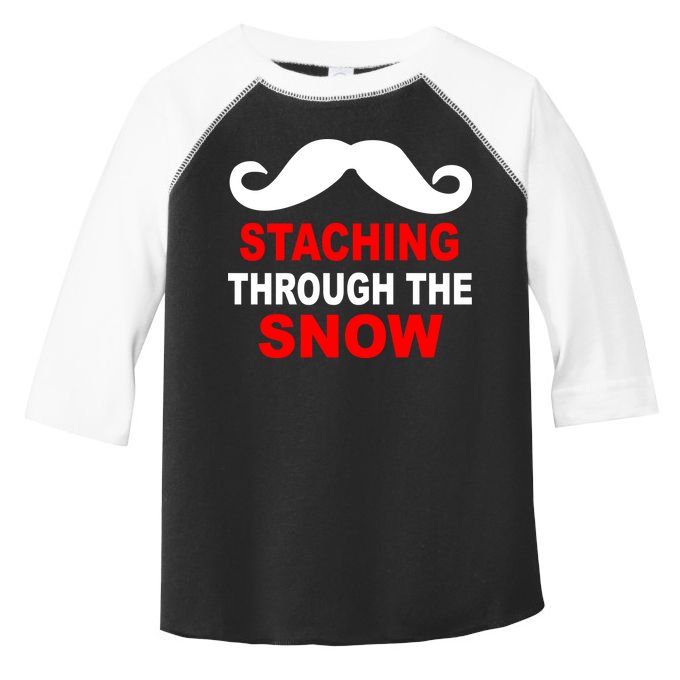 Staching Through The Snow Moustache Funny Christmas Toddler Fine Jersey T-Shirt