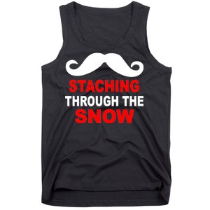 Staching Through The Snow Moustache Funny Christmas Tank Top