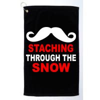 Staching Through The Snow Moustache Funny Christmas Golf Towel