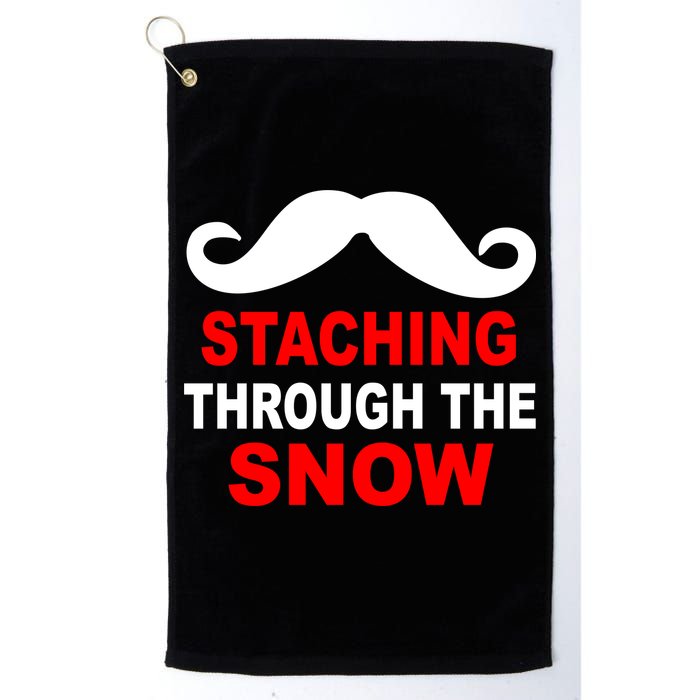 Staching Through The Snow Moustache Funny Christmas Golf Towel