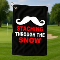 Staching Through The Snow Moustache Funny Christmas Golf Towel