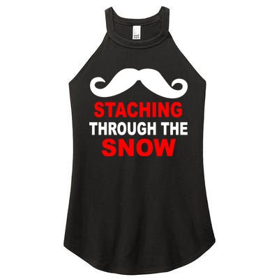 Staching Through The Snow Moustache Funny Christmas Women's Perfect Tri Rocker Tank