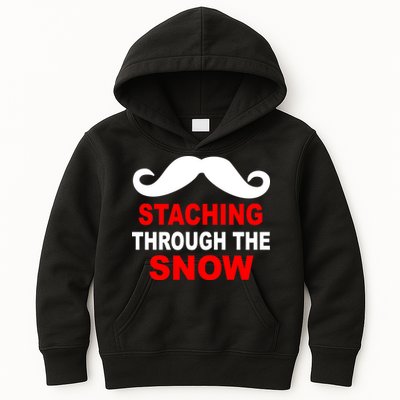Staching Through The Snow Moustache Funny Christmas Kids Hoodie
