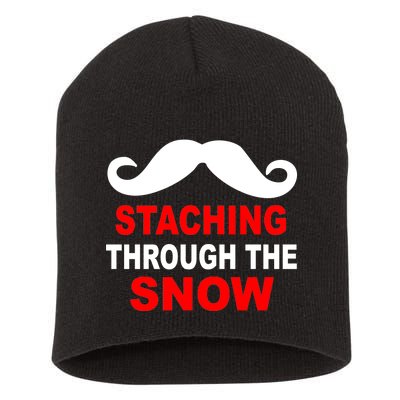 Staching Through The Snow Moustache Funny Christmas Short Acrylic Beanie