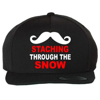 Staching Through The Snow Moustache Funny Christmas Wool Snapback Cap