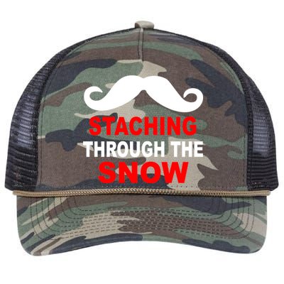 Staching Through The Snow Moustache Funny Christmas Retro Rope Trucker Hat Cap