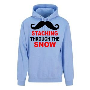 Staching Through The Snow Moustache Funny Christmas Unisex Surf Hoodie