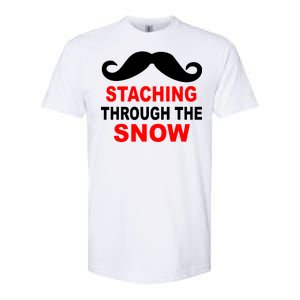 Staching Through The Snow Moustache Funny Christmas Softstyle CVC T-Shirt