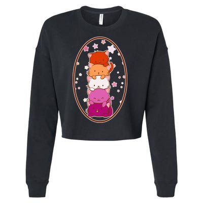 Stack-O-Cats Cropped Pullover Crew
