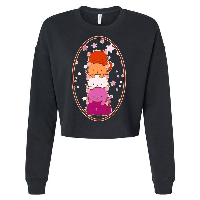 Stack-O-Cats Cropped Pullover Crew