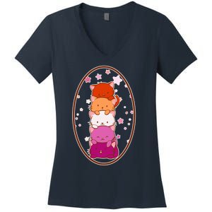 Stack-O-Cats Women's V-Neck T-Shirt