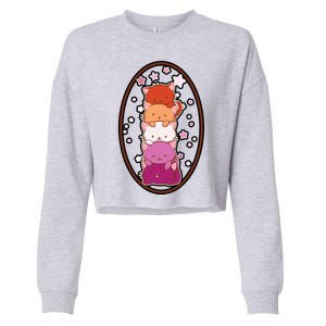 Stack-O-Cats Cropped Pullover Crew