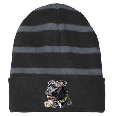 Stafford Bull Terrier Striped Beanie with Solid Band