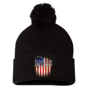 Stand For Freedom Pom Pom 12in Knit Beanie