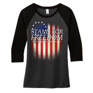 Stand For Freedom Women's Tri-Blend 3/4-Sleeve Raglan Shirt