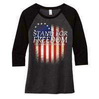 Stand For Freedom Women's Tri-Blend 3/4-Sleeve Raglan Shirt