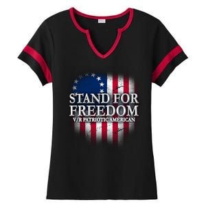 Stand For Freedom V/R Patriotic American Ladies Halftime Notch Neck Tee