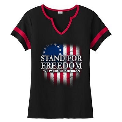 Stand For Freedom V/R Patriotic American Ladies Halftime Notch Neck Tee